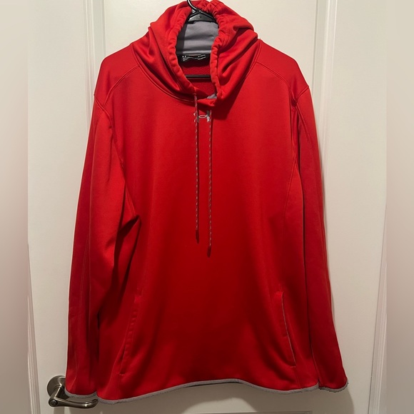 Under Armour Mens Red Hustle Fleece Hoodie Sweatshirt Cold Gear Size XL - Picture 2 of 5